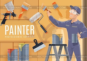 Painter profession of construction industry - vector clipart