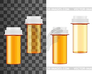 Pill bottle and jar realistic mockups, medecine - color vector clipart