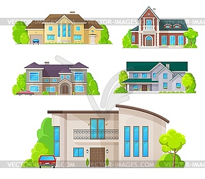 Houses, home buildings architecture, real estate - vector clip art