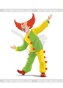 Clown, big top circus shapito clown in red wig - vector clip art