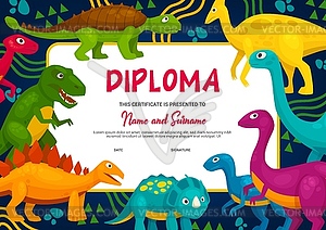 Kids diploma with dinosaurs template - vector clip art