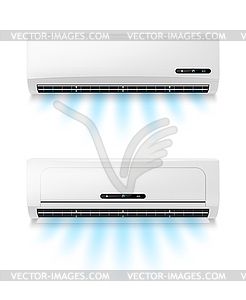 Conditioners, realistic air conditioning eqipment - vector clipart