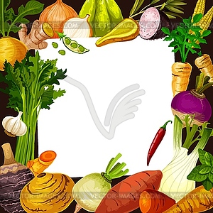 Vegetable salad recipe card - vector image