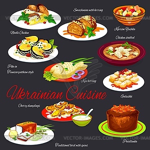 Ukrainian national cuisine menu cover - vector clip art