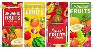 Ripe fruits vertical banners - vector clipart