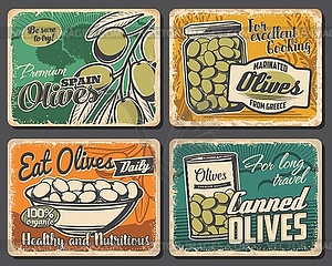 Natural and canned olives posters - vector clipart