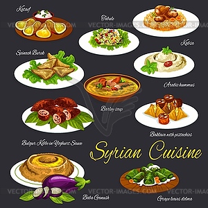 Syrian cuisine restaurant menu - vector image