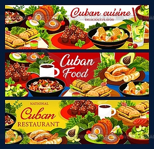 Cuban cuisine restaurant banners set - vector clip art