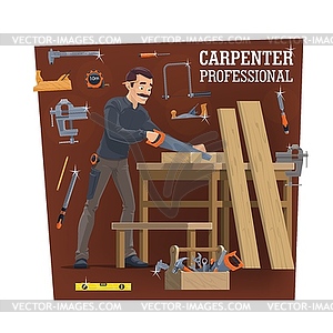 Professional carpentry worker character - vector clipart