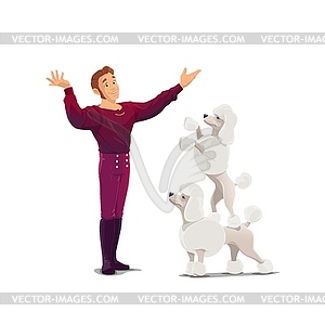 Circus animals trainer with poodles cartoon - vector image