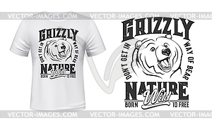 Grizzly bear mascot t-shirt print mockup - vector clip art