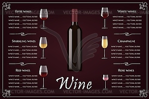 Elite wines list, restaurant menu template - vector clipart