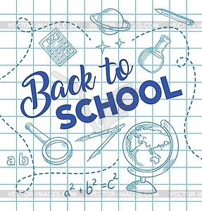 Back to school pen ink sketch background - royalty-free vector image