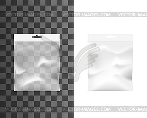 Transparent pocket, plastic bag mockup - vector image