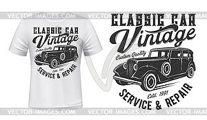 Vintage car t-shirt print - vector EPS clipart