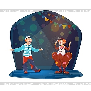 Big top circus clowns cartoon characters - vector clipart