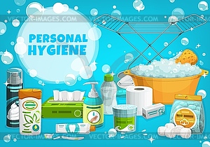 Personal hygiene, body care products - vector image