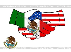 Рукопожатие партнерства Мексики и США - клипарт в векторе