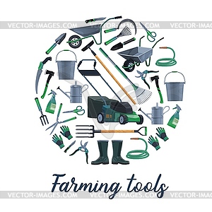 Farming and gardening tools set - vector clip art