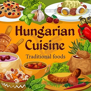 Hungarian cuisine Hungary dishes poster - vector image