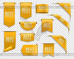 Golden banners, web site, price ribbons - vector clipart