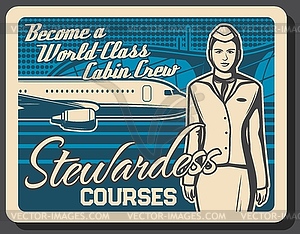 Stewardess training courses, flight attendant - vector EPS clipart