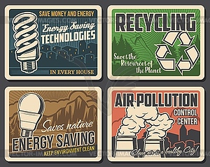 Переработка, загрязнение окружающей среды, плакаты окружающей среды, экология - графика в векторе