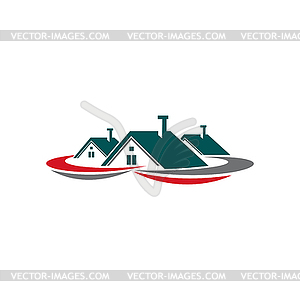 Construction of houses logo, real estate - vector clipart