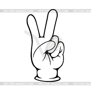 Two fingers hand sign, peace symbol - vector clip art