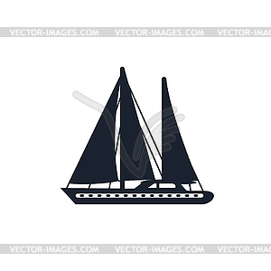 Monochrome boat with sails - vector image