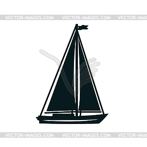 Monochrome boat with sails - vector clipart