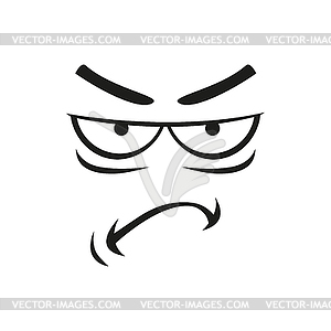 Irritated or upset smiley expression, annoyed face - vector image