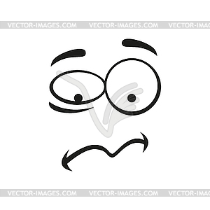 Frustrated emoji cartoon troubled face - vector clipart