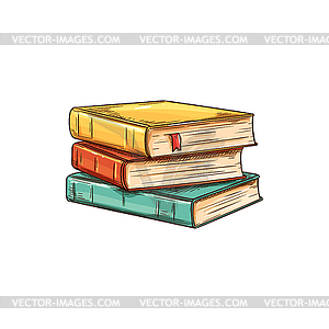 Books in hardcover, stack of textbooks - vector image