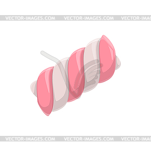 Marshmallow pink and white striped candy - vector image