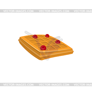 Homemade belgian waffles with fruits - vector image