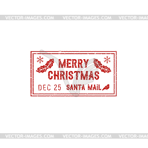 Christmas Santa mail stamp - vector clipart