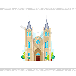 Catholic religion cathedral gothic church - vector image