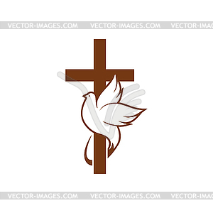 Cross, holy dove bird crucifix religion - vector clipart