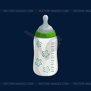 Milk bottle with pacifier measuring scale - vector image