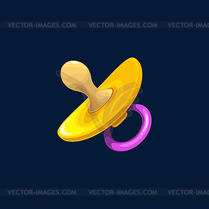 Dummy binky soother baby pacifier on ring - vector image