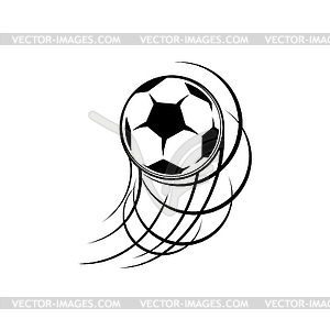 Football soccer ball trace goal kick icon - vector image