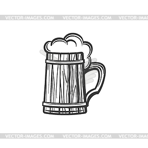 Mug of frosty dark light beer monochrome icon - vector clipart