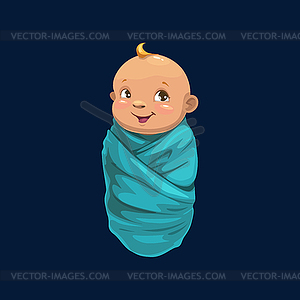 Baby boy in blue wrap newborn child icon - vector clipart
