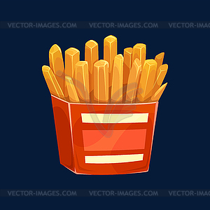 French fries, fried potatoes in red box - royalty-free vector image
