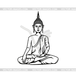 Будда медитация в позе лотоса наброски значок - векторный клипарт