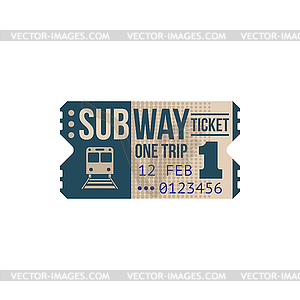 One trip subway ticket passenger pass - royalty-free vector image