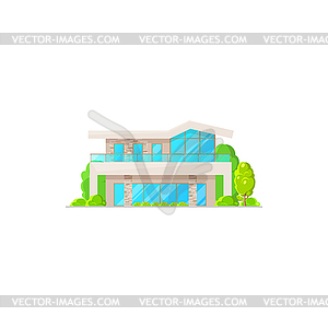 Вилла или коттеджный дом городского строительства - изображение в векторе / векторный клипарт