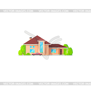 Villa or two-storied cottage house icon - vector clipart