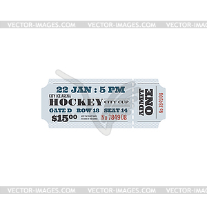 Ice hockey on city arena ticket mockup - vector image